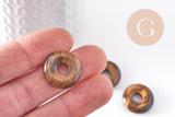 Pendentif donut oeil de tigre naturel 20mm, x1 (G10349)