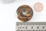Pendentif donut oeil de tigre naturel 30mm, x1 (G4492)