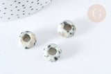 Pendentif donut perle rondelle jaspe sésame création bijoux 14mm, création bijoux pierre, x 2 (G7560)