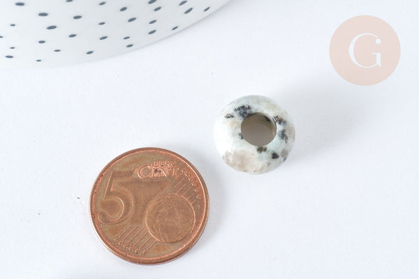 Pendentif donut perle rondelle jaspe sésame création bijoux 14mm, création bijoux pierre, x 2 (G7560)