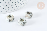 Pendentif donut perle rondelle jaspe sésame création bijoux 14mm, création bijoux pierre, x 2 (G7560)