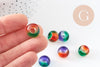 Pendentif donut verre multicolore, un pendentif rond verre pour vos créations de bijoux,15x10mm, x 2 (G3276)