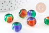 Pendentif donut verre multicolore, un pendentif rond verre pour vos créations de bijoux,15x10mm, x 2 (G3276)