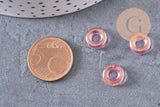 Pendentif donut verre rose-jaune 10x3mm, x10 ( G3508)