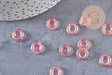 Pendentif donut verre rose-jaune 10x3mm, x10 ( G3508)