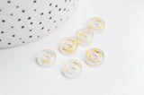 Pendentif donut verre transparent et feuille d'or, un pendentif rond verre pour vos créations de bijoux,15x3mm, x 10 (G3299)