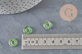 Colgante de donut de vidrio verde y pan de oro, un colgante de vidrio redondo para sus creaciones de joyería, 15x3 mm, x 10, G3300