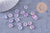 Pendentif donut verre violet rose feuille d'or 10x3mm, x10 (G10627)