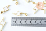 Pendentif éclair doré émaillé zamac doré 27.5mm, pendentif doré, x1 (G6394)