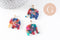Pendentif éléphant écaille multicolore acétate laiton doré, 27mm, x1 (G4038)