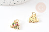 Pendentif éléphant laiton doré 18k cristal coloré 10mm,Pendentif doré pour création de bijoux, x1 G5763