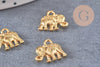 Pendentif éléphant zamac doré,fournitures créatives, sans nickel,perle géométrique,9.5mm, x2 G5871