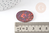 Pendentif en acétate résine rouge et noire 20mm, création de bijoux en résine et plastique, x2 (G6872)