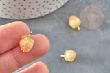 Pendentif en résine fleur séchée rose orange 33mm, x1 (G6897)