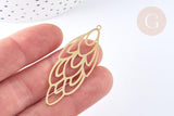 Pendentif estampe filigrane fleur acier inoxydable 201 doré 52mm, Pendentif léger création de bijoux, x1 G7254