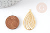 Pendentif estampe filigrane goutte acier inoxydable 304 doré texturé 32x18mm, x2 (G9201)