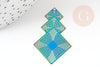 Pendentif estampe filigrane losange acier multicolore, Pendentif très fin et léger pour création,40.5mm,x1 (G5574)
