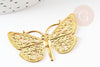 Pendentif estampe filigrane papillon laiton doré 24x43mm, x2 (G4119)