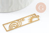 Pendentif estampe filigrane rectangle soleil vague laiton brut 41.5mm, Pendentif très fin et léger pour création de bijoux DIY x1 G9694