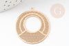 Pendentif estampe filigrane rond dentelle évidé laiton doré 33mm, Pendentif très fin et léger pour création de bijoux, x2 G9277