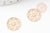 Pendentif estampe filigrane rond fleur laiton doré 13mm, Pendentif très fin et léger, x2 (G4599)