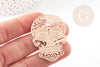 Pendentif estampe filigrane tête de mort laiton or rose, Pendentif très fin et léger,46 x 34 mm, x2 (G3689)