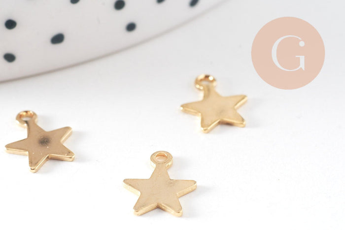 Pendentif étoile acier 304 inoxydable dore 10mm,breloque acier sans nickel pour création bijoux, x5 G3246