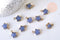 Pendentif étoile agate naturelle bleu fer doré 17mm, x1 (G5634)