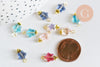 Pendentif étoile doré carats verre coloré 14mm, x10 (G6225)