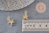 Pendentif étoile doré cristal zircon, pendentif doré,porte-bonheur,laiton dore,bijou constellation,11.5mm, x1 (G4062)