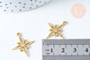 Pendentif étoile du nord acier 201 inoxydable doré 24mm, breloque acier inoxydable doré sans nickel, x1 G5730