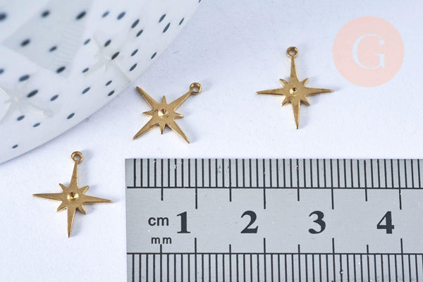Pendentif étoile du nord laiton brut 13.5mm, x2 (G6533)