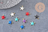 Pendentif étoile laiton brut émail multicolore 10.5mm, x10 (G3274)
