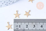 Pendentif étoile laiton doré, connecteurs laiton, pendentif géométrique ,10.5mm x 10 (G3708)