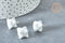 Pendentif étoile porcelaine blanc doré laiton platine 14.5mm, pendentif pour fabrication bijoux, x1 (G8184)