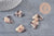 Pendentif éventail beige acétate, perle acétate,connecteur plastique, 21.5mm x5 (G0063)
