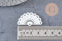 Pendentif éventail nacre blanche naturelle doré,pendentif nacre coquillage blanc, 34.5mm, x1 (G3915)