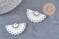 Pendentif éventail nacre blanche naturelle doré,pendentif nacre coquillage blanc, 34.5mm, x1 (G3915)