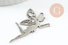 Pendentif fée clochette d'ange acier 201 inoxydable platine 41mm, x1 (G9803)