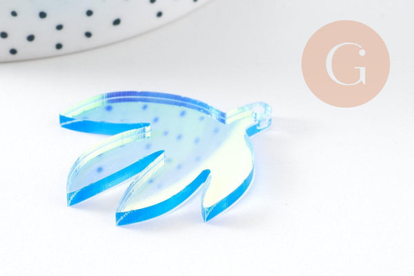 Pendentif feuille acrylique 40mm, x2 (G10200)