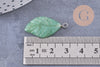 Pendentif feuille aventurine support platine, 28mm, x1 G4980