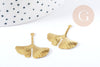 Pendentif feuille de Gingko laiton brut 29mm, fourniture pour création bijoux x2 (G9228)