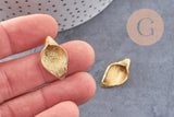 Pendentif feuille laiton brut 25mm, x2 (G3085)