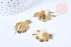 Pendentif feuille laiton brut 31x17mm, création bijoux laiton brut, x2 (G6541)