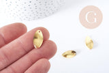 Pendentif feuille laiton doré 17.5mm, feuille dorée pour création bijoux, x2 (G10044)