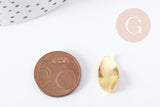 Pendentif feuille laiton doré 17.5mm, feuille dorée pour création bijoux, x2 (G10044)