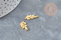 Pendentif feuille laurier connecteur acier 201 inoxydable doré 19.5mm,bijou en acier hypoallergénique x1 G5596