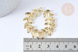 Pendentif feuille laurier zamac doré,breloque bijou laiton,feuille laurier bijoux,pendentif zamac doré 38mm, x1 G5311