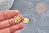 Pendentif feuille monsterosa acier 201 doré inoxydable 17mm, x1 (G5690)