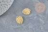 Pendentif feuille monsterosa acier 201 doré inoxydable 17mm, x1 (G5690)
